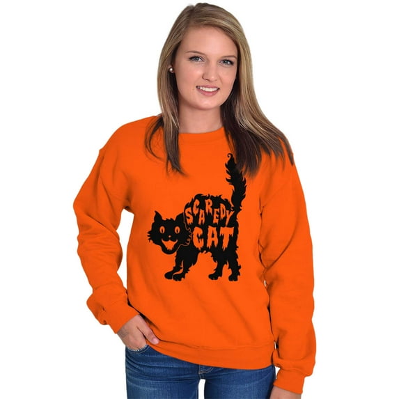 Vintage Halloween Scaredy Cat Cute Women Plus Size Sweatshirt Brisco Brands 3X