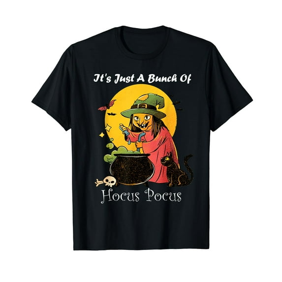 Vintage Halloween Scary Cat,It's Just A Bunch Of Hocus Pocus T-Shirt