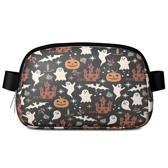 Vintage Halloween Scene Pattern Cute Fanny Packs for Women,Travel Waterproof Crossbody Fanny Bags Waist Purse for Women Anti Theft Adjustable Strap for Running Travel Cycling