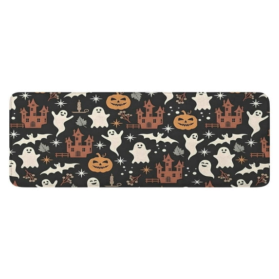 Vintage Halloween Scene Pattern Kitchen Rug Mat,Kitchen Runner Rugs Non Skid Washable,Decorative Kitchen Floor Mats for Kitchen,Sink,Laundry,17"x47.2"