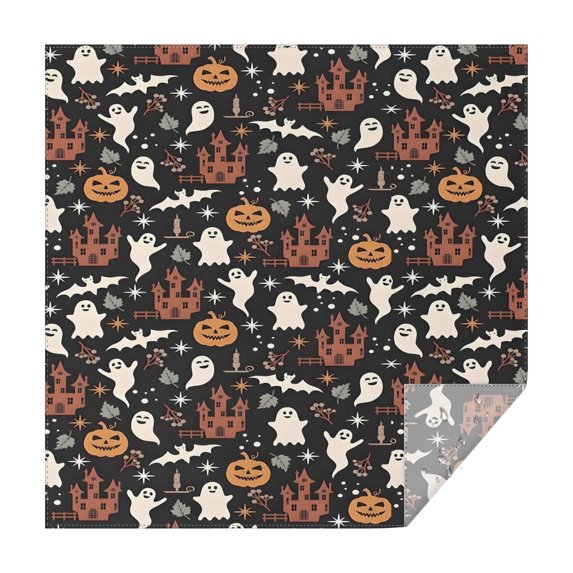 Vintage Halloween Scene Pattern Square Tablecloth,Waterproof Square Table Cover,Wipeable Spillproof Washable Table Cover for Home Kitchen Party Decor 42"X42"(107x107cm)