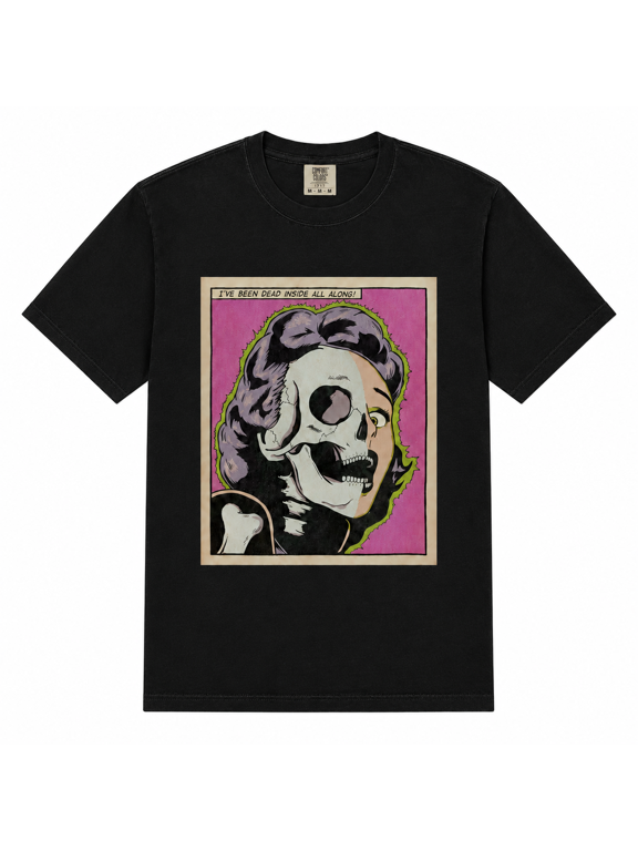 Vintage Halloween Skeleton Portrait Graphic T-Shirt, Spooky Skull Face Horror Art Tee, Retro October Costume Party Shirt