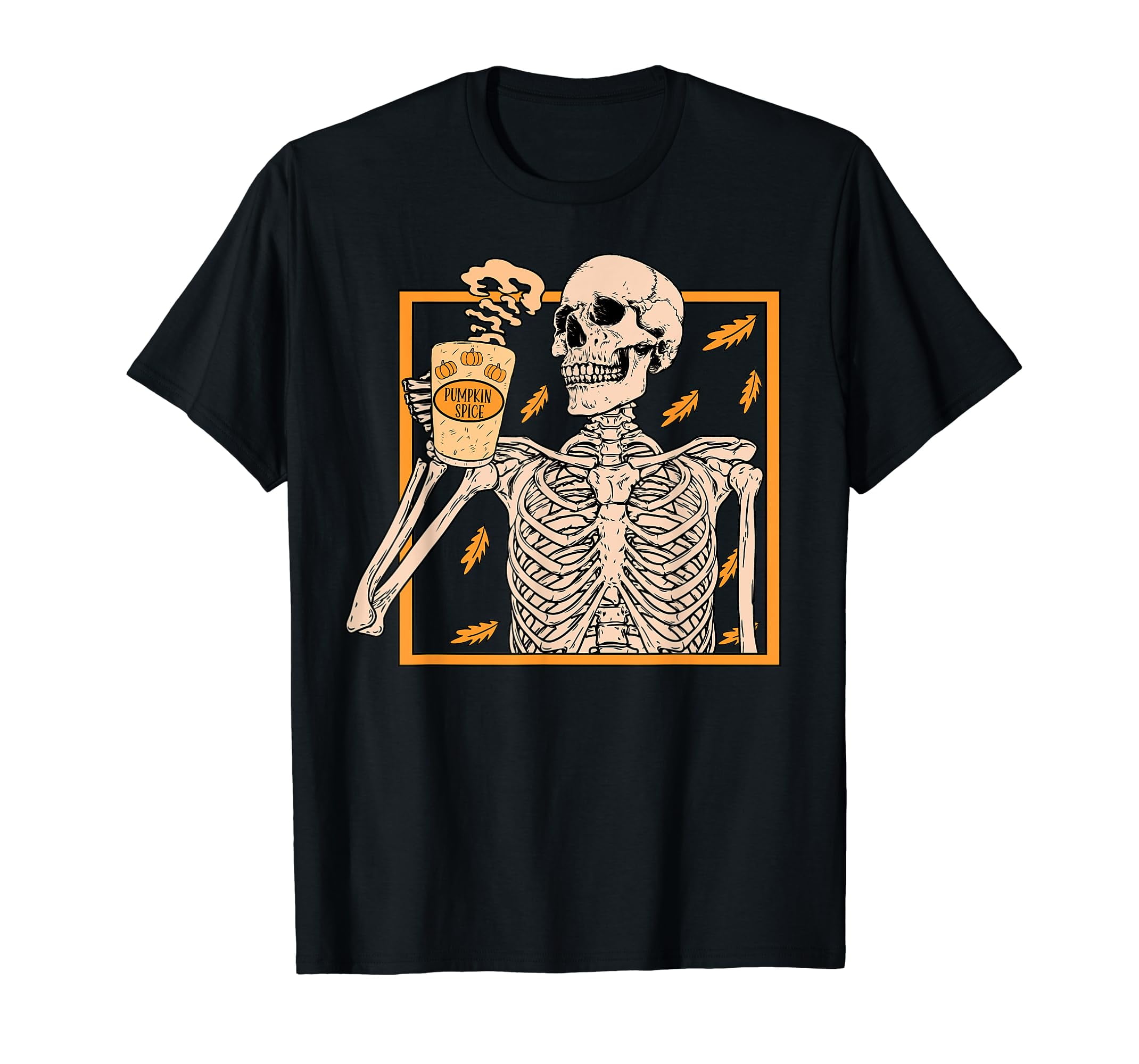 Vintage Halloween Skeleton Pumpkin Spice Latte Syrup Creamer T-Shirt ...