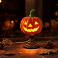 thumbnail image 1 of Vintage Halloween Skull Night Light Decorations, Novelty Halloween Decor Gothic Stained Glass Witch Hat Lamp Pumpkin,Spooky Tabletop Decor for Haunted House Party, Glowing Ornament, 1 of 7