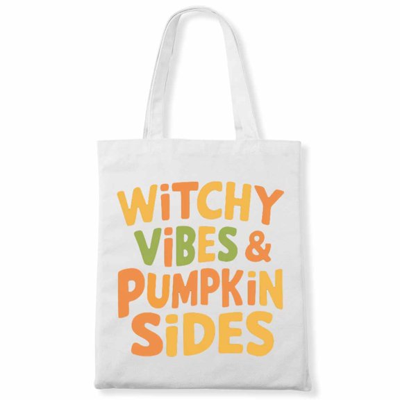 Vintage Halloween Spooky Witchy Vibes & Pumpkin Sides Gothic Costume Canvas Bag 1Pc
