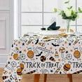 thumbnail image 1 of Vintage Halloween Tablecloth Trick or Treat Trick or Treat Candy Bat Fabric Table Cloth Washable Table Cover for Picnic Home Kitchen Party Dining Table Decor, 60 x 102 Inch, 1 of 6