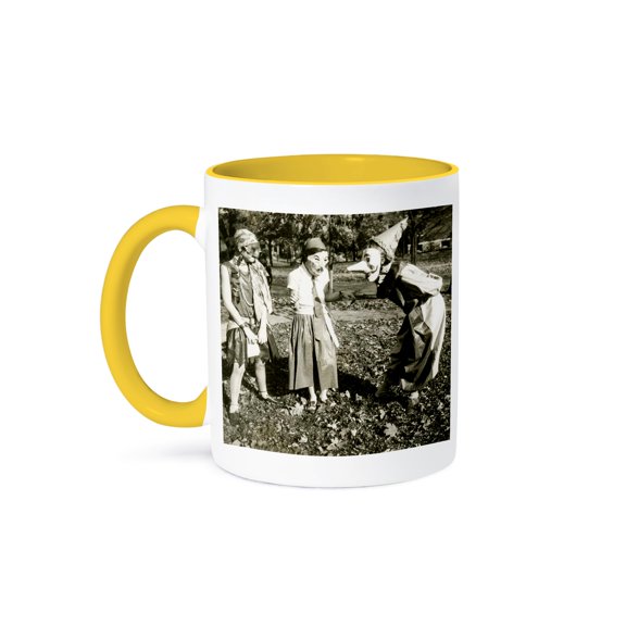 Vintage Halloween Trick Or Treaters Early 1900S Photograph Ghouls, 11oz Two-Tone Yellow Mug