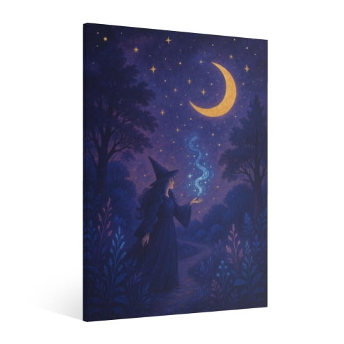 Vintage Halloween Witch Canvas Wall Art Painting, Horror Creepy Dark Poster, Halloween Gothic Artwork Picture Print Decor, Spooky Ghost Wall Decor for Bar Living Room Bedroom Party Framed