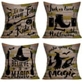 thumbnail image 1 of Vintage Halloween Witch Pillow Covers Pumpkin Trick or Treat Cat Bat Sorceress Broom Hat Boot Witchy Halloween Quotes Party Holiday Home Decor Pillows Cushion Cover Set of 4 16”x16”, 1 of 4