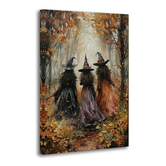 Vintage Halloween Witch Threesome Canvas Wall Art Prints Poster Gifts Photo Picture Painting Posters Room Decor Home Decorative 16x24inch(40x60cm)