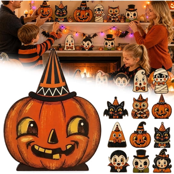 Vintage Halloween Wooden Character Tabletop Decor - Halloween Wooden Character Tabletop Decor (Style K)