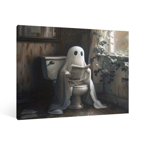 Vintage Halloween ghost Canvas Wall Art Painting, Gothic Print Pictures ...