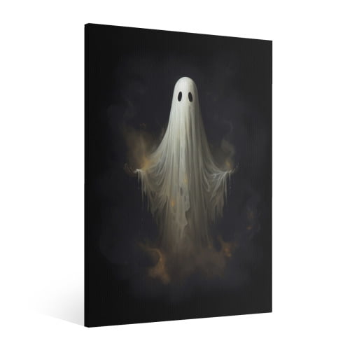 Vintage Halloween ghost Canvas Wall Art Painting ，Gothic Print Pictures for Home Wall Decor Retro Horror Creepy Dark Posters for Living Room Bedroom Bar Home Halloween Party Decor Framed