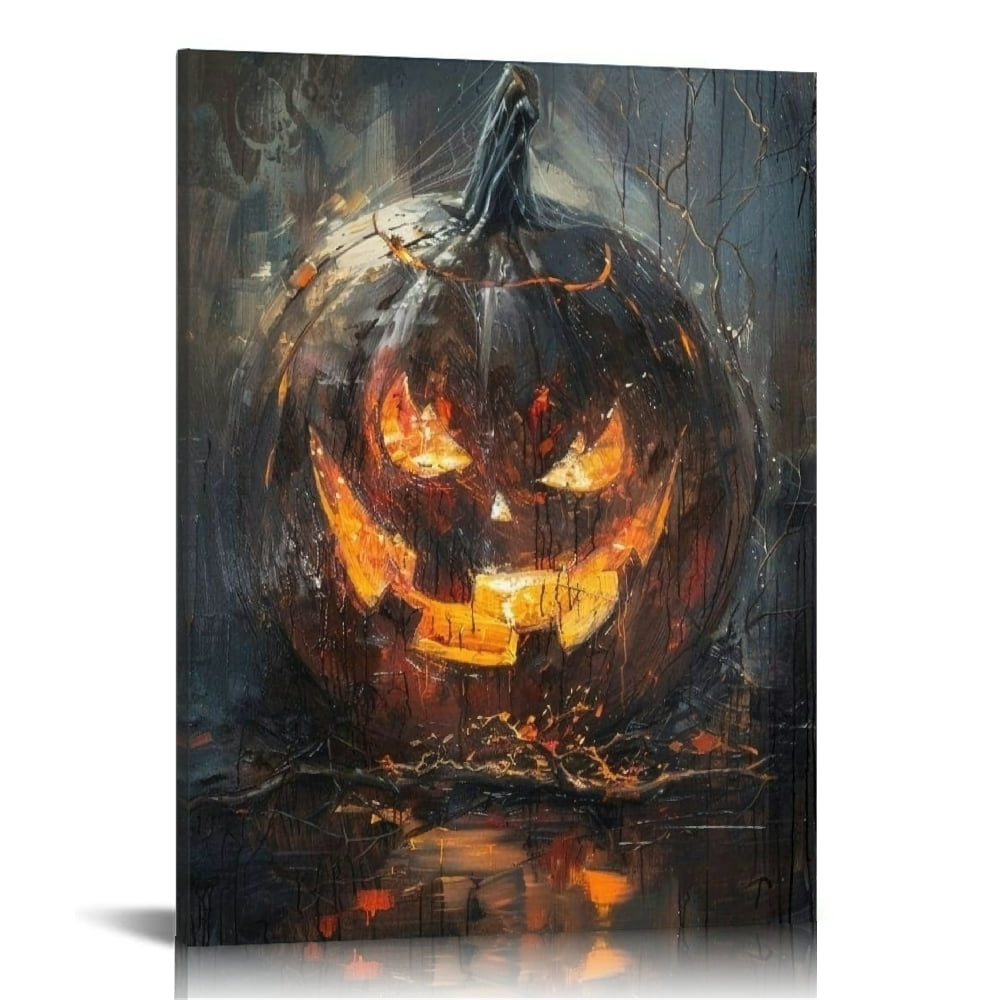 Vintage Halloween jack-o'-lantern Canvas Wall Art Painting,Gothic Print ...