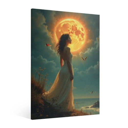 Vintage Halloween witch Canvas Wall Art Painting ,Gothic Print Pictures for Home Wall Decor Retro Horror Creepy Dark Posters for Living Room Bedroom Bar Home Halloween Party Decor Framed 