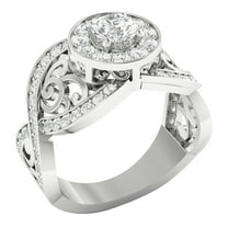 Vintage Halo Filigree Women's Engagement Ring For Gift 1.9 Ct Diamond 14K White Gold Over