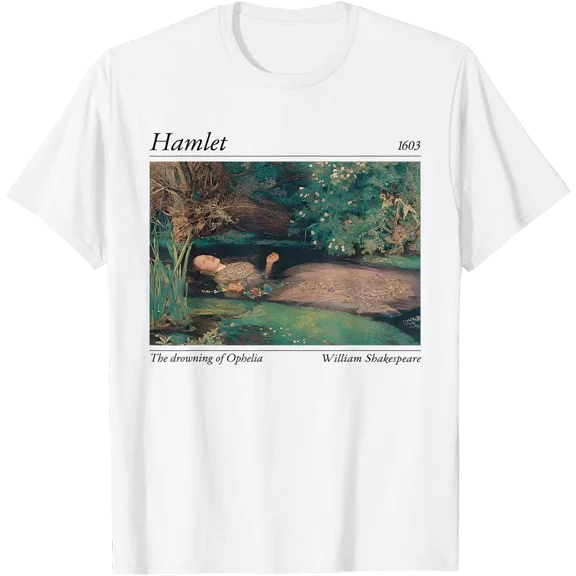 Vintage Hamlet 1603 Ophelia Classic Art Design Shakespeare T-Shirt