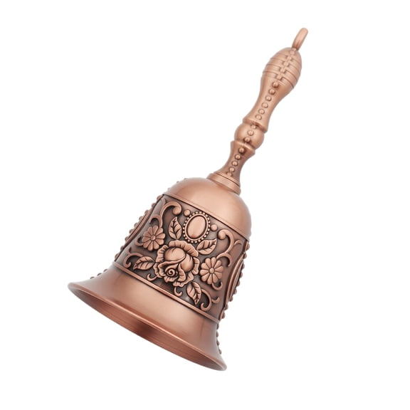 Vintage Hand Bell Rose Engraved Antique Brass Service Bell for Home Wedding Holiday Decor Gift