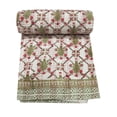 thumbnail image 1 of Vintage Hand Block Printed Kantha Quilt Indian Twin Size Bedspread Bedding Cotton Throw Floral Print, 1 of 5