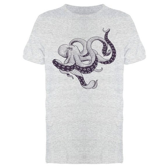 Vintage Hand Drawn Cephalopod T-Shirt Men -Image by Shutterstock, Male Large