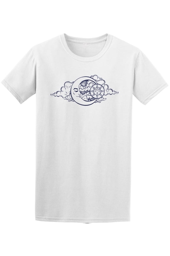 Vintage Hand Drawn Moon T-Shirt Men -Image by Shutterstock, Male Medium