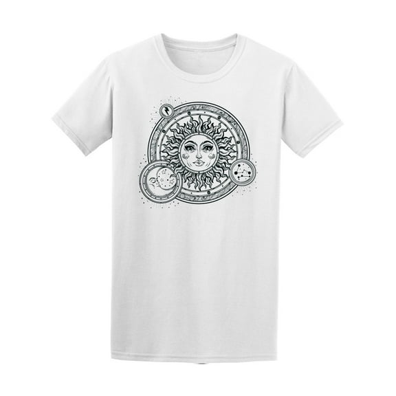Vintage Hand Drawn Sun, Moon T-Shirt Men -Image by Shutterstock, Male Medium