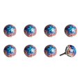 thumbnail image 1 of Vintage Hand Painted Ceramic Round Knob Set - Blue & Orange - Pack of 8, 1 of 1