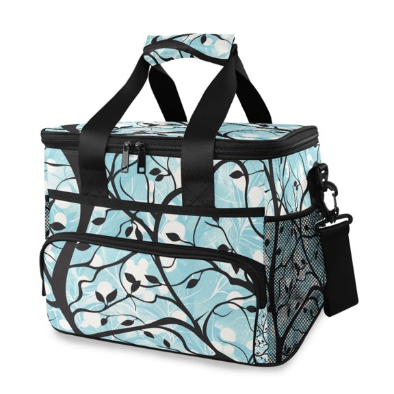 Vintage Hand Painted Trees Portable Cooler Lunch Box Reusable Insulated Lunch Bag Leakproof 15L