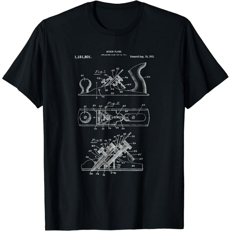 Vintage Hand Wood Plane Blueprint Shirt - Carpentry Tools Vintage Hand Wood Plane Blueprint Shirt - Carpentry Tools