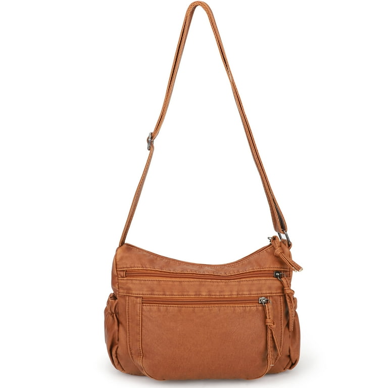 Vintage Handbag for Women TSV Soft Leather Crossbody Bag with Adjustable Strap Waterproof Shoulder Bag