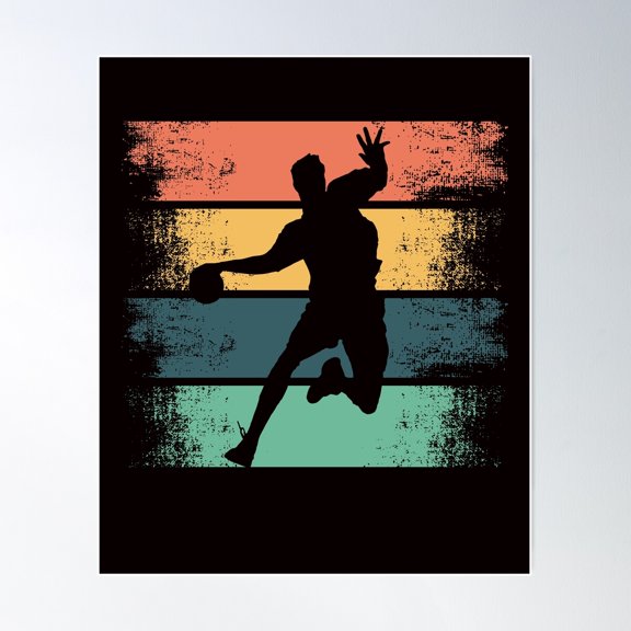 Vintage Handball Player Retro Handballer Team Ball Sports Poster Wall Art, Modern Wall Decor, 8x12 UNFRAMED