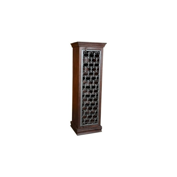 Vintage Handcarved Liquor Holder Bar Armoire | 69 Inch Tall Handmade Cabinet with Metal Grill Door | Antique Farmhouse Style Solid Wine Bar