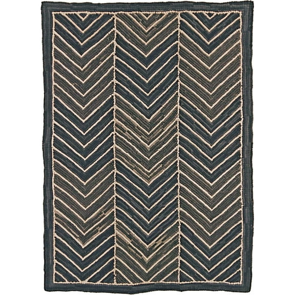 Vintage Handcrafted Chevron Hooked Rug-Sustainable Design
