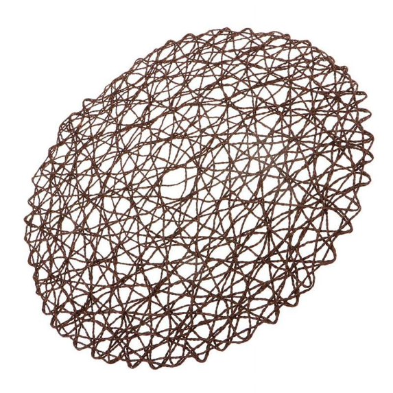 Vintage Handmade Round Natural Straw Woven Placemat Round Shape Place Mats - Deep Coffee