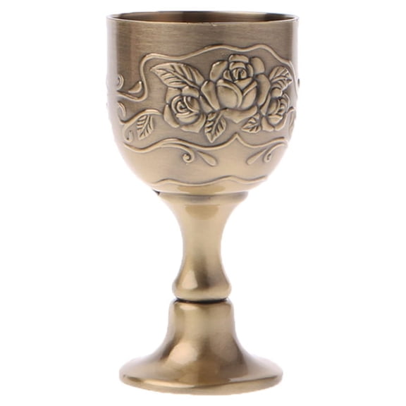 Vintage Handmade Wine Cup Copper Engraving Flower Pattern Small Liquor Goblet