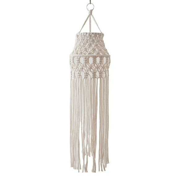 Vintage Handwoven Cotton Rope Tassels Lamp Shade Macrames Pendant Light Cover Decorative for Lighting Decoration
