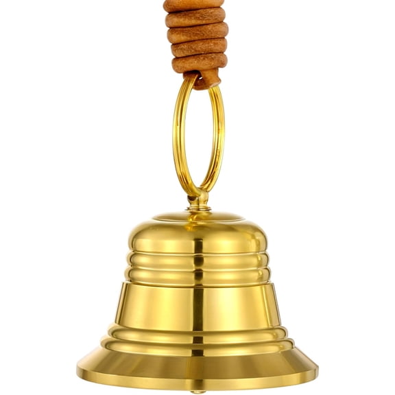 Vintage Hanging Bell for Door Knob, Dinner Bell as Entry Door Bells Antique Farm and Front Gate Small Brass Bells for Reception Home Christmas Garden School Church Decoration (Gold)