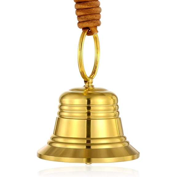 Vintage Hanging Bell for Door Knob, Dinner Bell as Entry Door Bells Antique Farm and Front Gate Small Brass Bells for Reception Home Christmas Garden School Church Decoration (Gold)