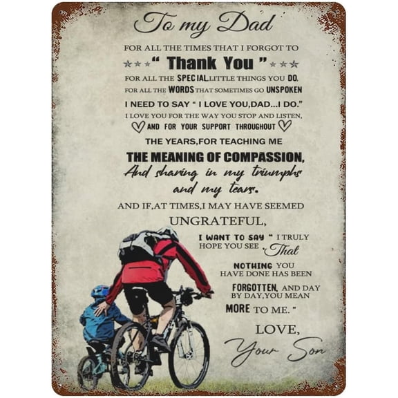 Vintage Hanging Plate to My Dad from Son Metal Tin Sign,Birthday Gifts for Dad,Dad Gifts for Father,Father's Day Gift & Thanksgiving Days Gift for Dad Home Wall Art 12"x16"