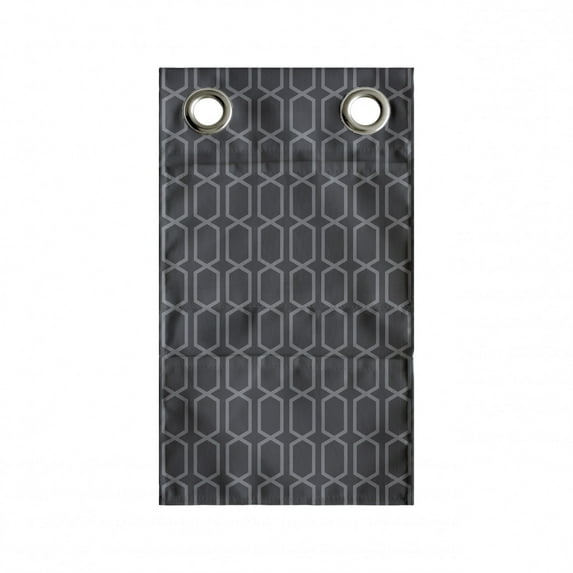 Vintage Hanging Pocket Organizer, Antique Abstract Trellis with Repeating Geometric Shapes Motif Art Print, Printed Polyester Storage Bag with Pockets, 9" x 16", Grey and Dark Grey