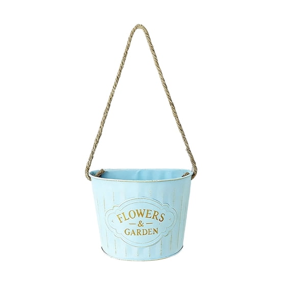 Vintage Hanging Wall Flower Pot - Hanging Metal Bucket, Dried Flower Bucket Wall Decoration, Hanging Basket with Chain