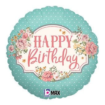 18in Happy Birthday Vintage Balloon 18in Happy Birthday Vintage Balloon