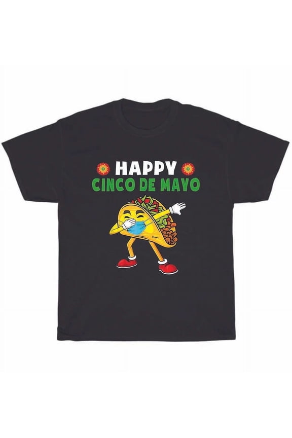 Vintage Happy Cinco De Mayo Taco Wearing Mask Dabbing Dab Dance T-Shirt Unisex Tee Giftbirthday Gifts