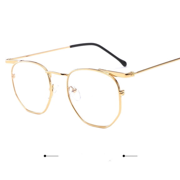 Vintage Harajuku Style Unisex Metal Half Frame Glasses with Gold Rims for a Unique, Personalized Look