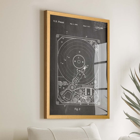 Vintage Hard Drive Patent Poster - Tech Enthusiast'S Wall Art - Ideal For It Decor & Computer Enthusiasts - Wb156 Wall Art, Modern Wall Decor, 8x12 UNFRAMED