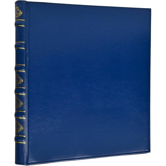 Vintage Hardback 3 Ring Binder 1 Inch, Professional Leather Binder 3 Ring, Three Ring Binders Fits 8.5" x 11", D Ring Binders for Photo Album, Home, School and Office Supplies- Blue