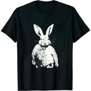 Vintage Hare Couture: Fashionable Distressed Rabbit T-Shirt for Trendy Style Icons