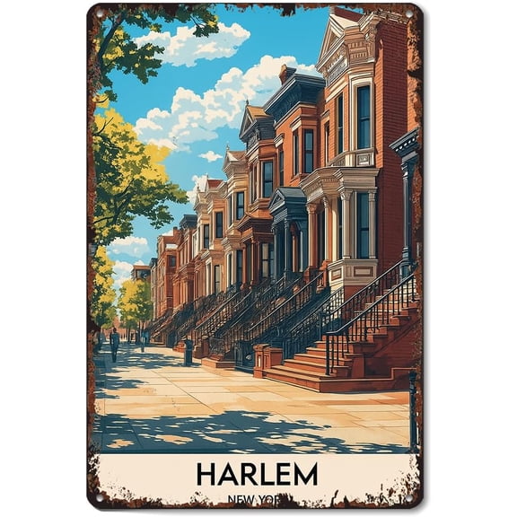 Vintage Harlem New York Aluminum Metal Tin Sign 8x12 Inch Wall Decor Poster for Living Room Bathroom Kitchen Bedroom Garden