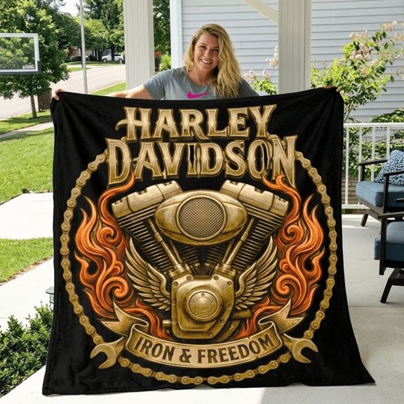 Vintage Harley Blanket, Motorcycles Cozy Couch Sofa Travel Camping Throw Blanket, Birthday Christmas Gift For Biker
