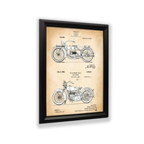 Vintage Harley Davidson Decor 1919 and 1928 Framed Motorcycle Patent Print, Unique Harley Davidson Wall Art, Man Cave Motorcycle Gifts For Men, 2136B
